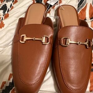 Old Navy Brown Loafers with Gold Buckle